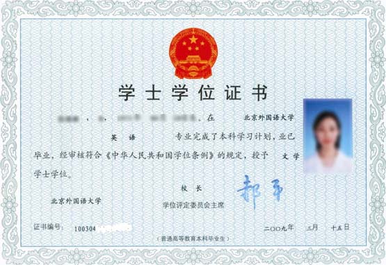 北京外國語大學遠程教育學位證書